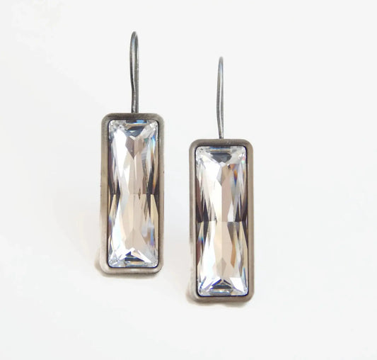 Clear large crystal baguette earrings LoveYourBling