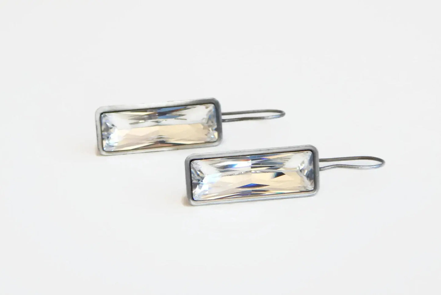 Clear large crystal baguette earrings LoveYourBling