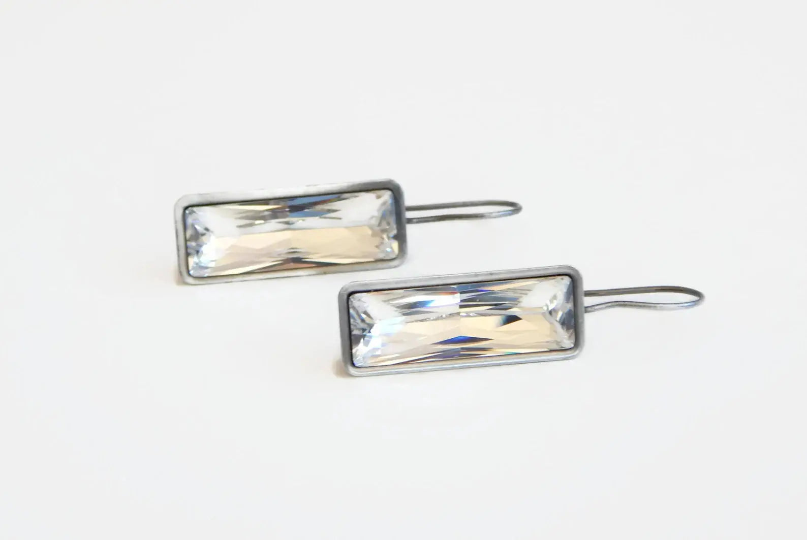Clear large crystal baguette earrings LoveYourBling