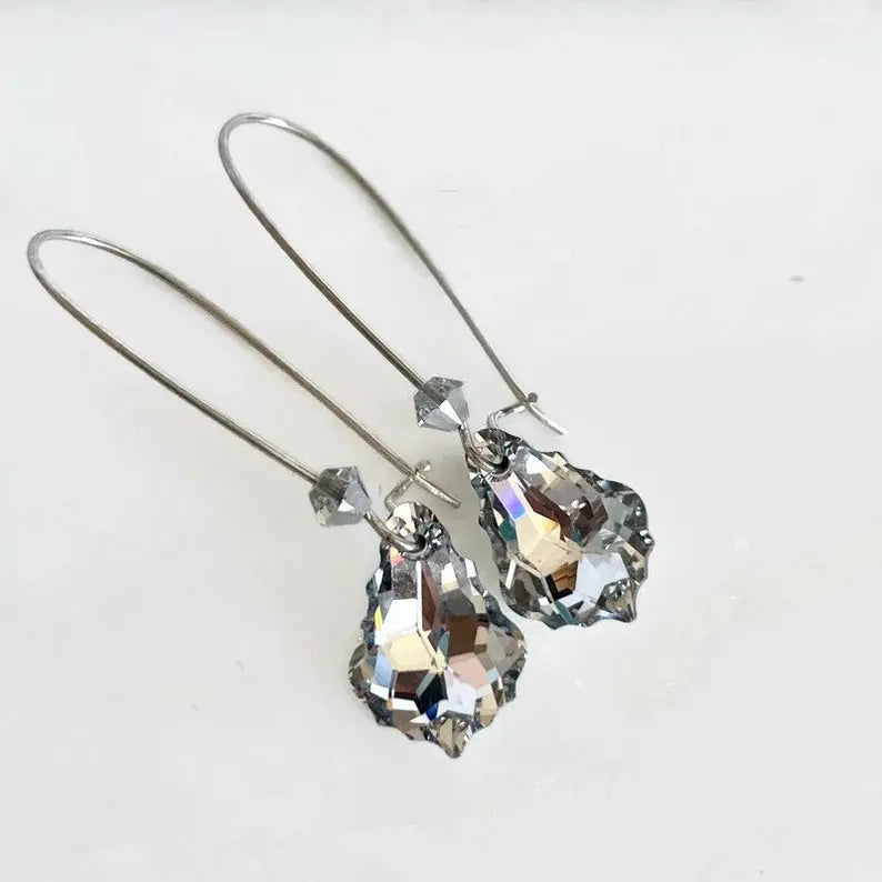 Long clear crystal chandelier earrings LoveYourBling