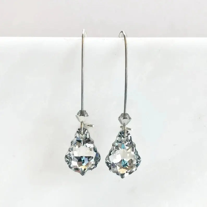 Long clear crystal chandelier earrings LoveYourBling