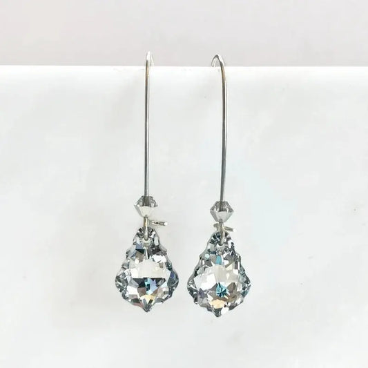 Long clear crystal chandelier earrings LoveYourBling