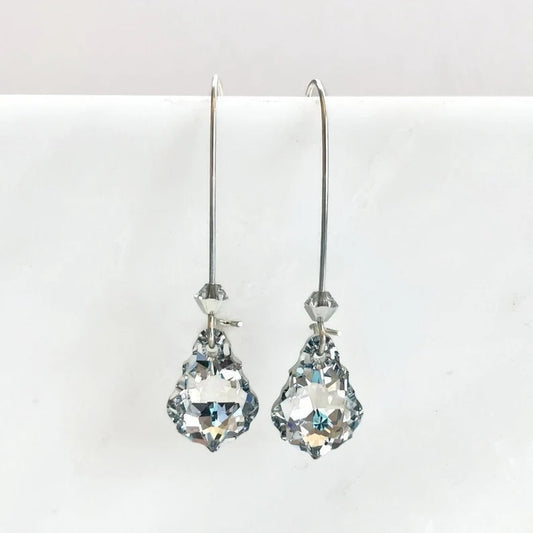 Long clear crystal chandelier earrings