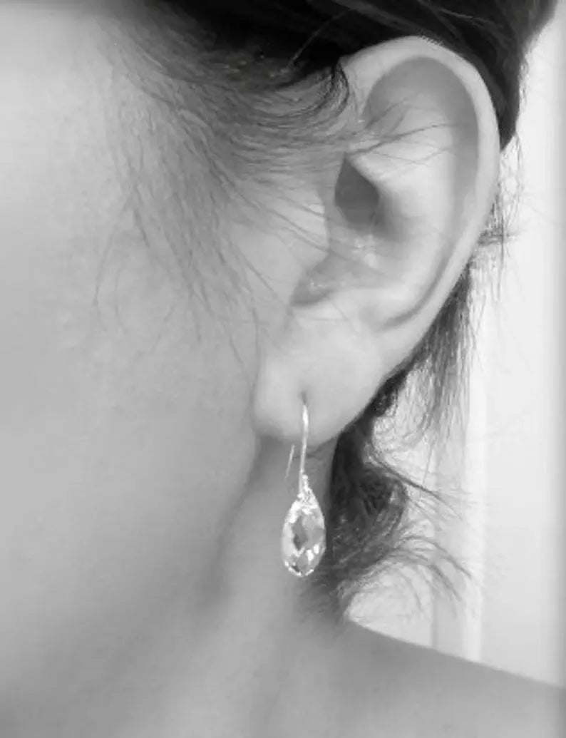 Fuchsia pink teardrop Crystal Briolette Earrings LoveYourBling