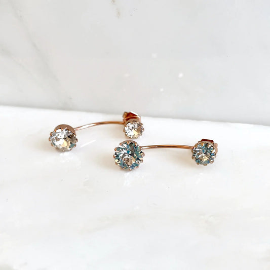 Clear crystal and rose gold ear jackets earrings LoveYourBling