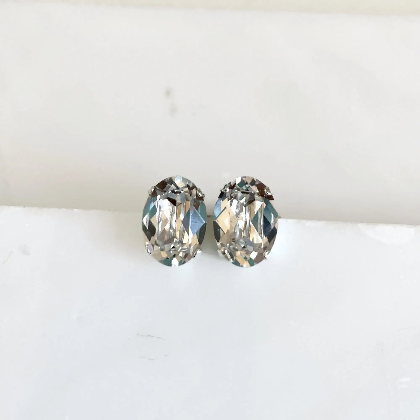 Oval cut crystal earrings LoveYourBling