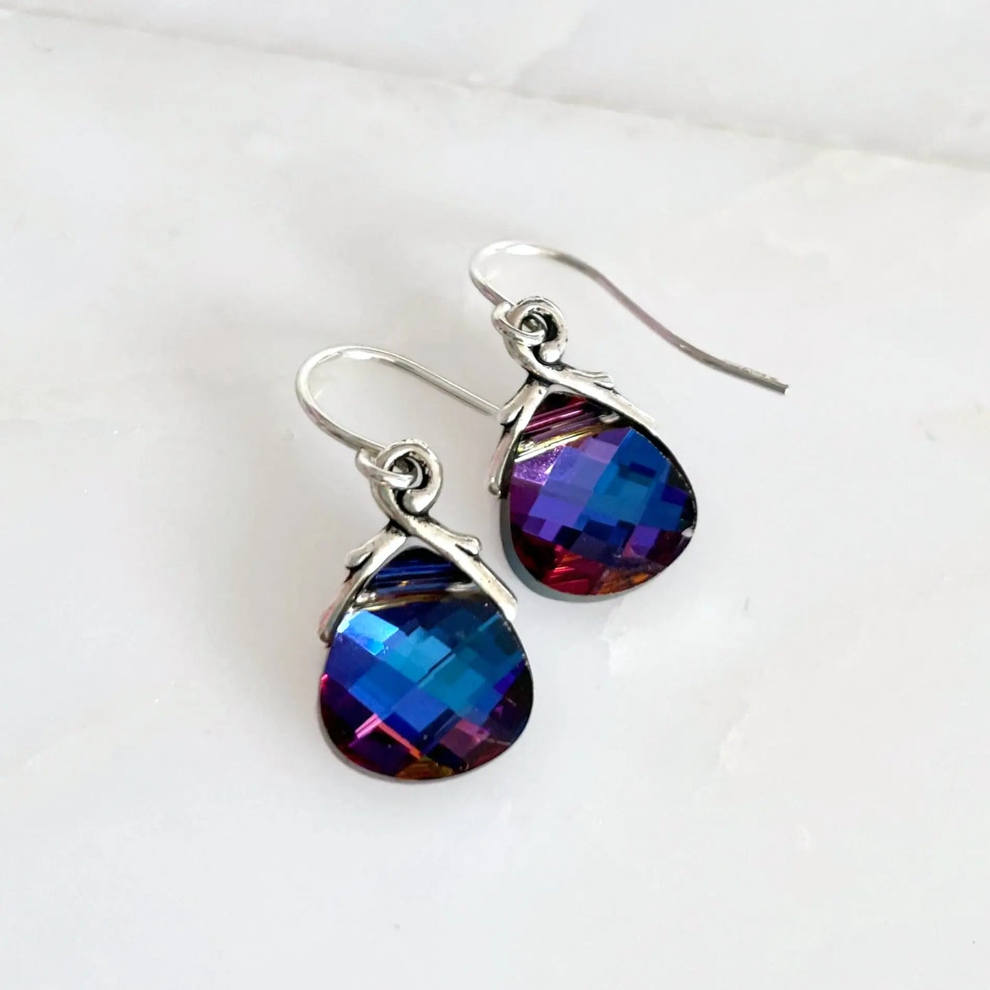 Crystal metallic flat briolette earrings your choice of color LoveYourBling