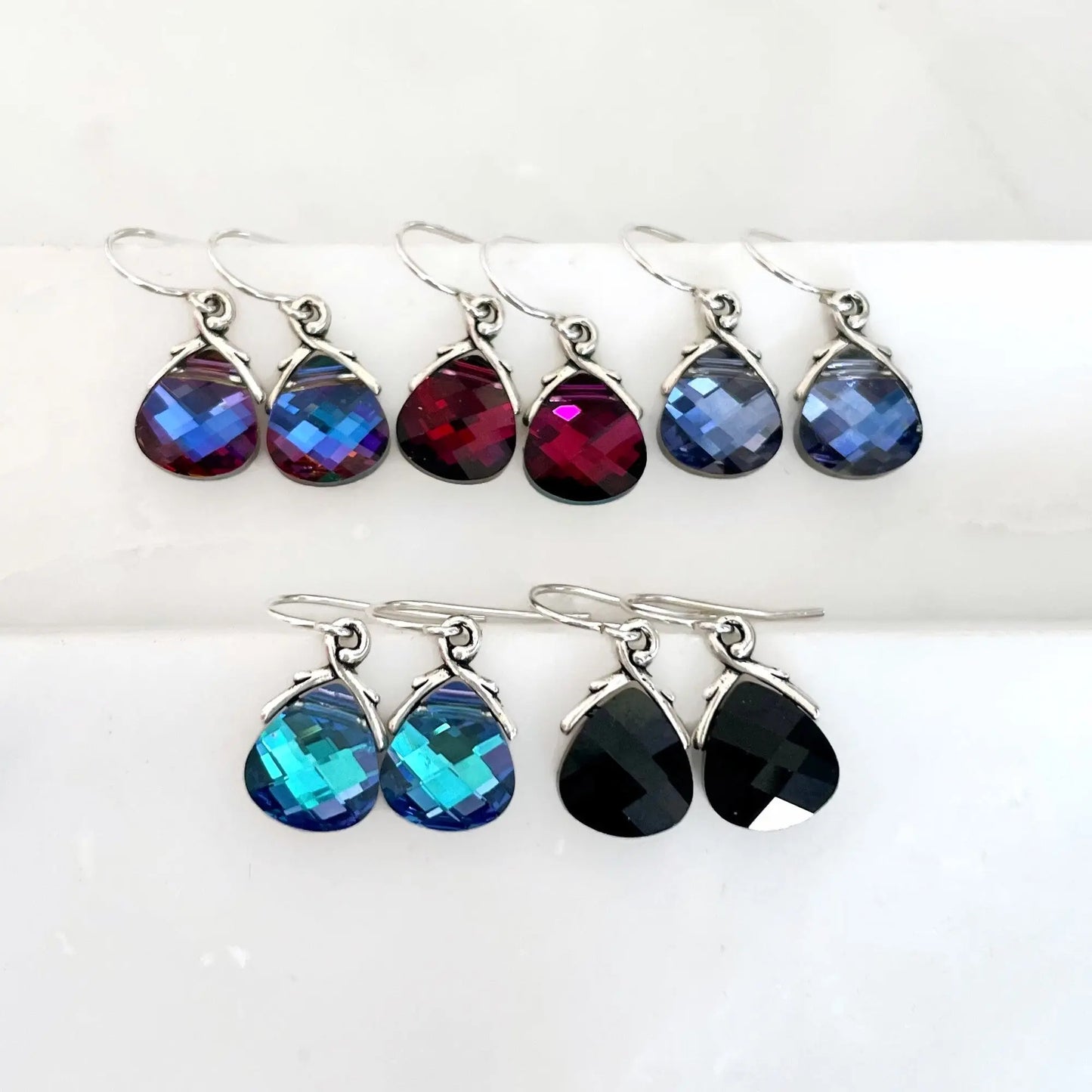 Crystal metallic flat briolette earrings your choice of color LoveYourBling