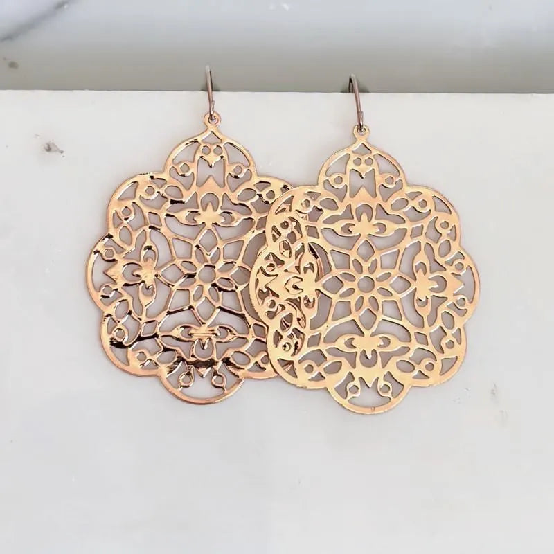 Rose gold filigree earrings