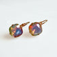 Rose gold rainbow opal crystal lever back earrings