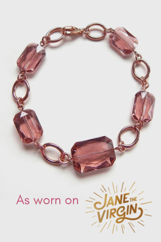 Pulsera de cristal de oro rosa, como se ve en Jane the Virgin