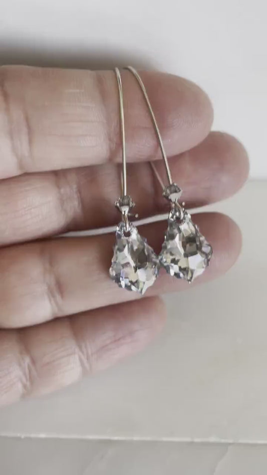 Pendientes largos candelabros de cristal transparente