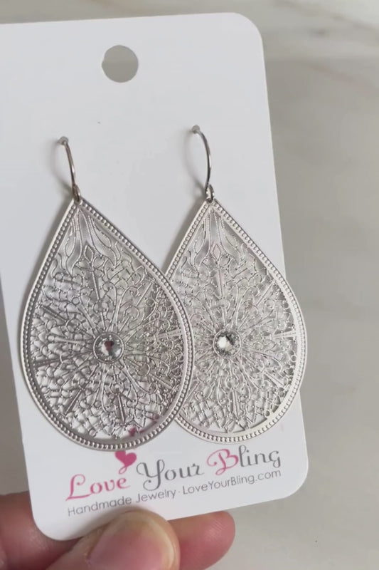 Pendientes de lágrima de filigrana pendientes boho