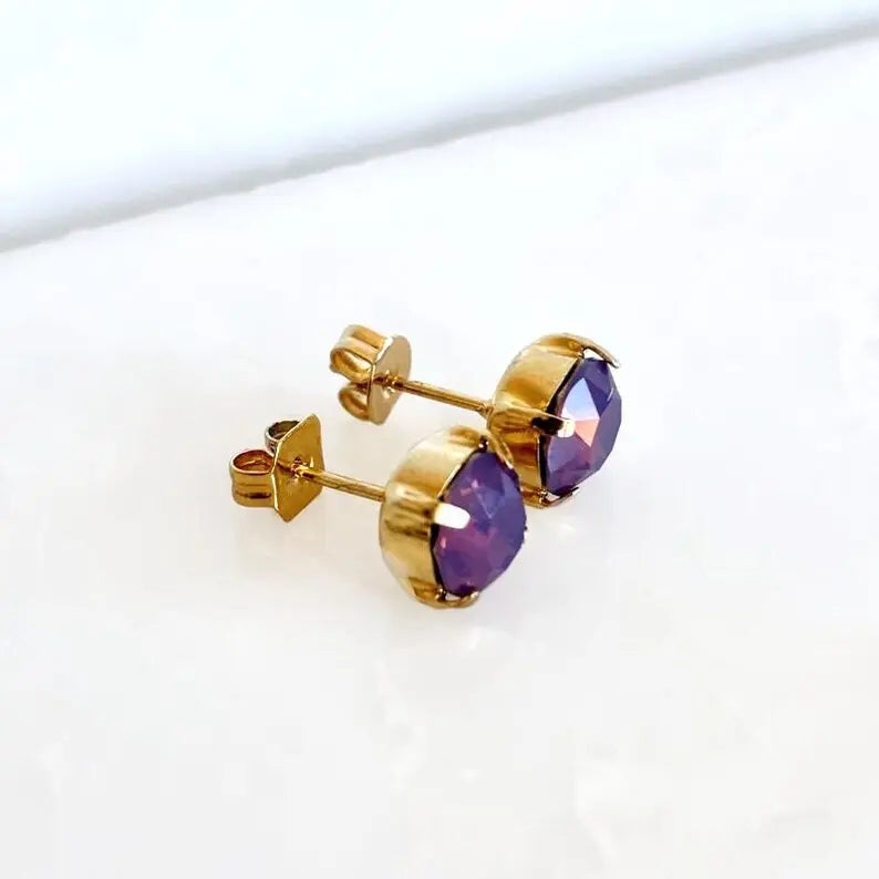 Lavender Opal Round Stud Earrings – 7mm | Gold, Rose Gold, or Silver Plated LoveYourBling