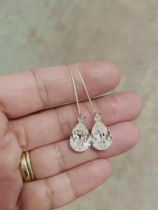 Clear teardrop crystal earrings