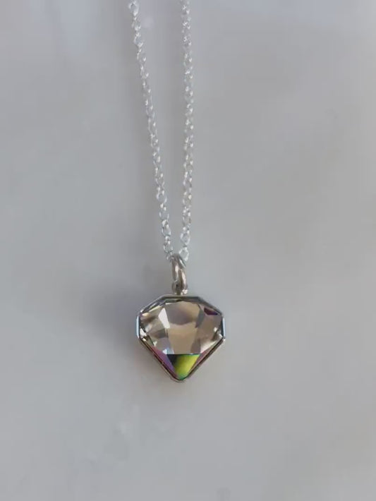 Crystal bling necklace with rainbow coating