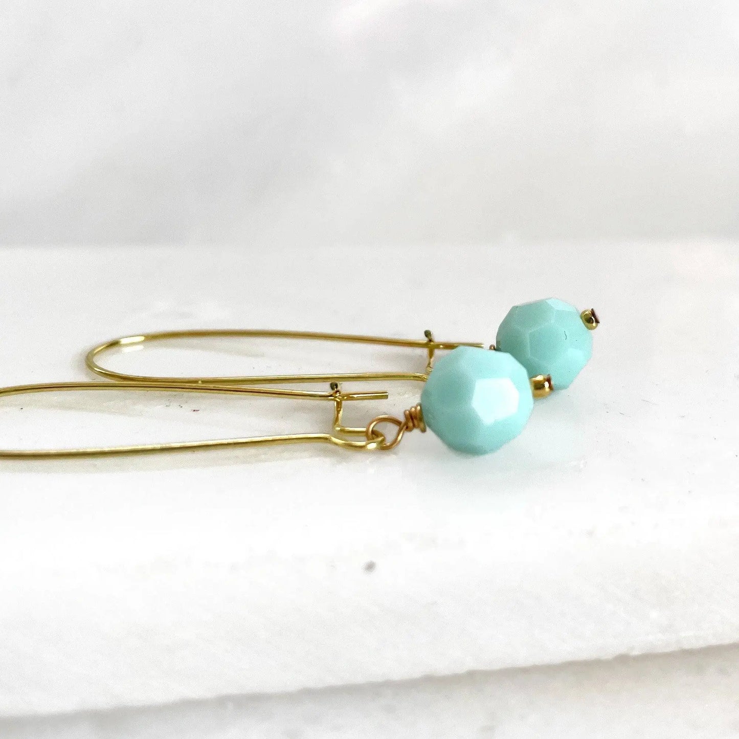 Mint green round crystal earrings LoveYourBling