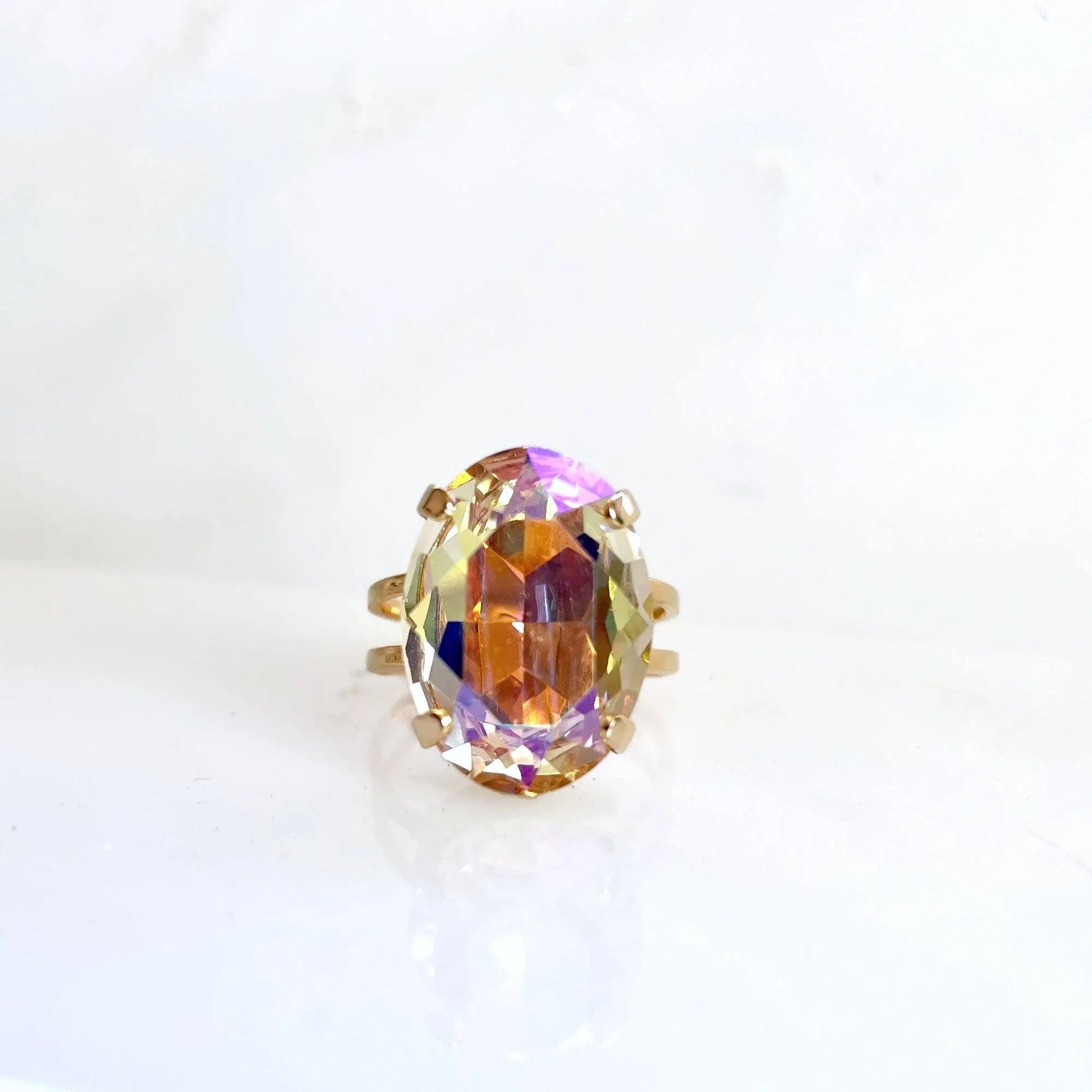 Iridescent crystal oval ring LoveYourBling