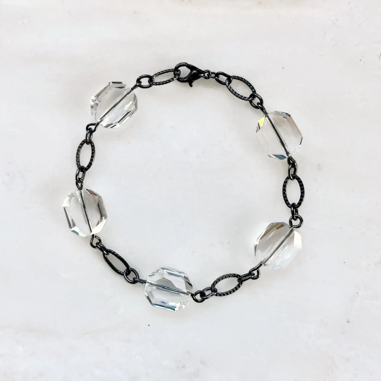 Clear crystal bracelet on gunmetal LoveYourBling