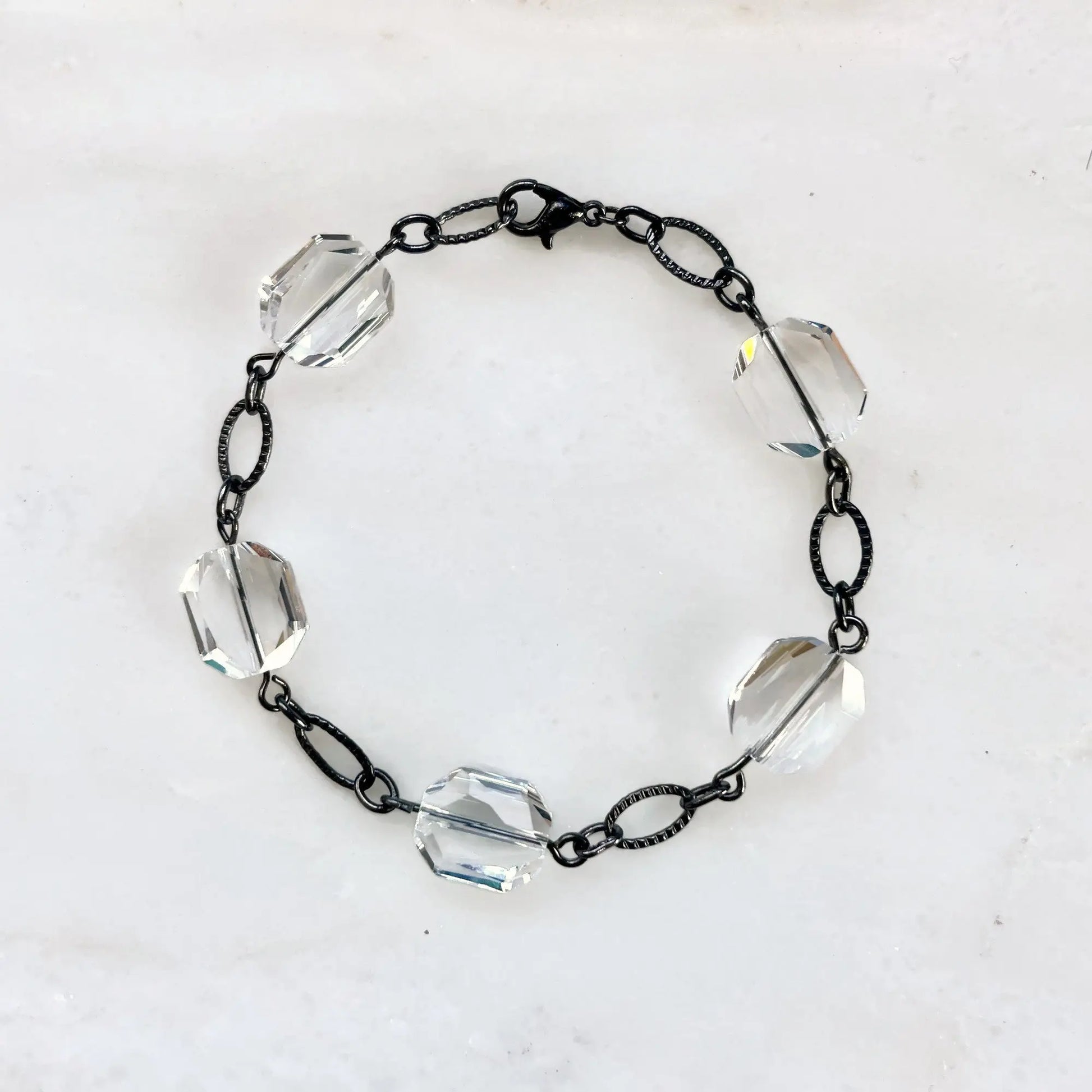 Clear crystal bracelet on gunmetal LoveYourBling
