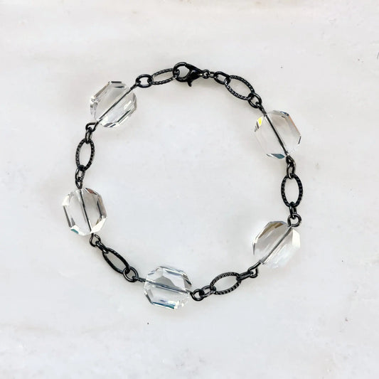 Clear crystal bracelet on gunmetal LoveYourBling