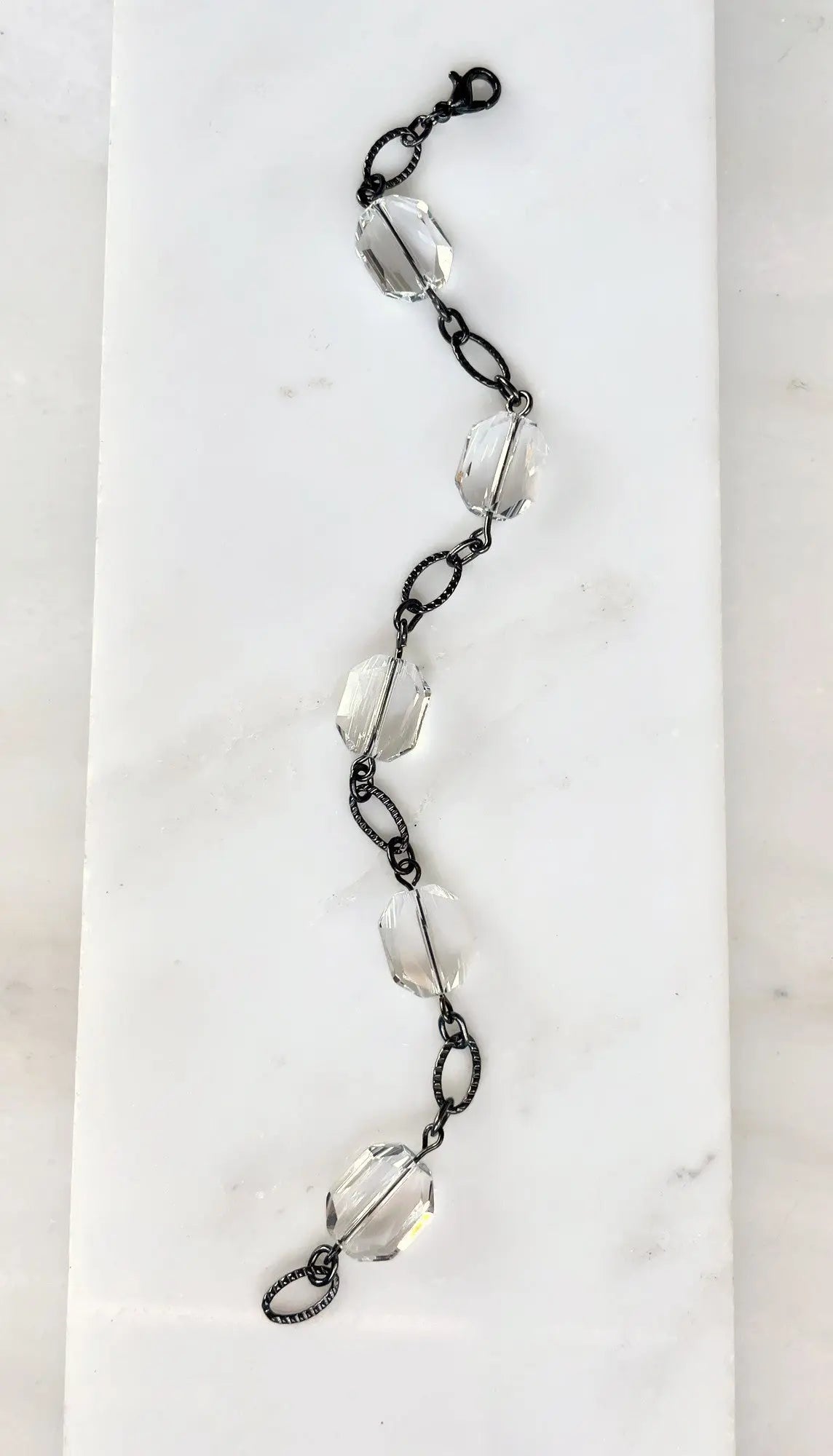 Clear crystal bracelet on gunmetal LoveYourBling