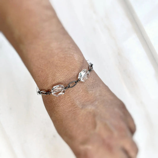 Clear crystal bracelet on gunmetal LoveYourBling