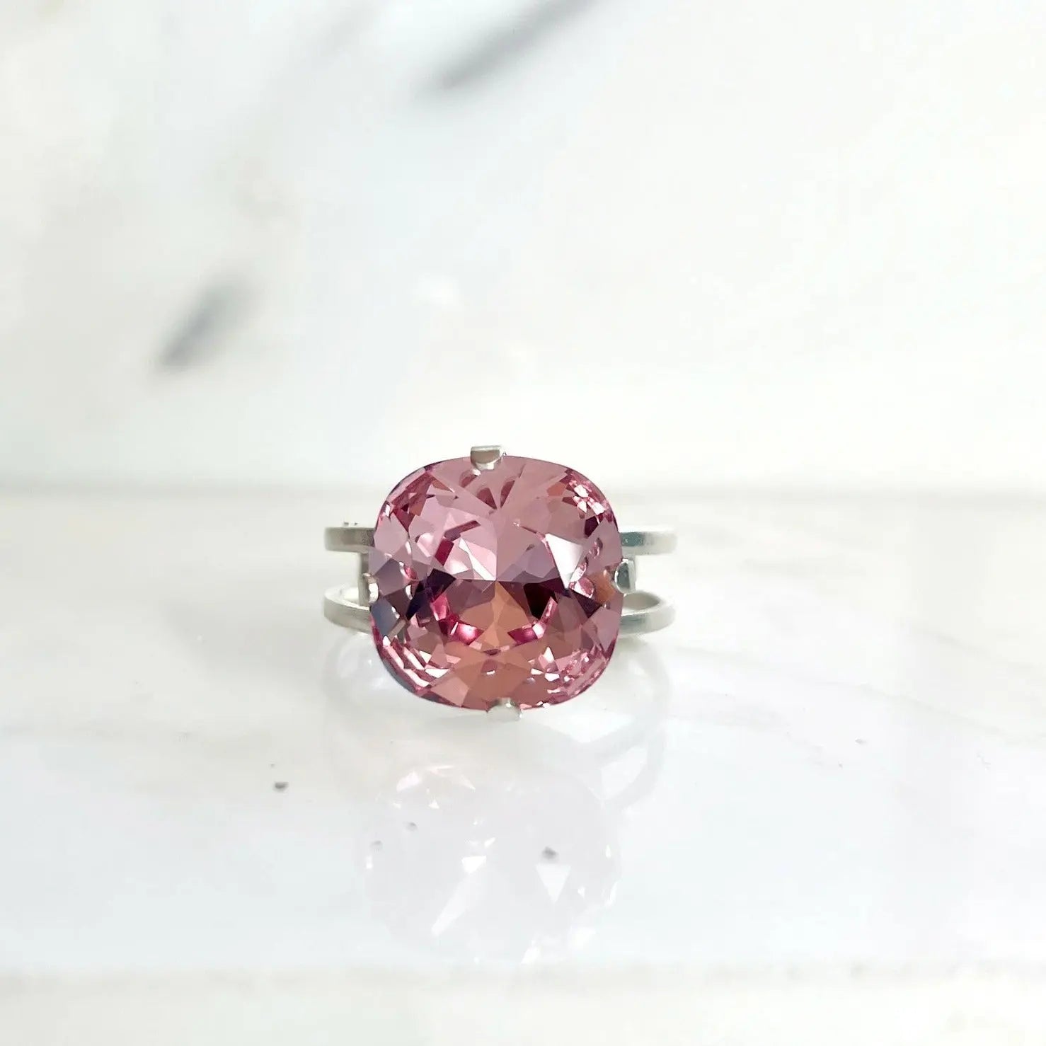 Light pink square crystal ring LoveYourBling