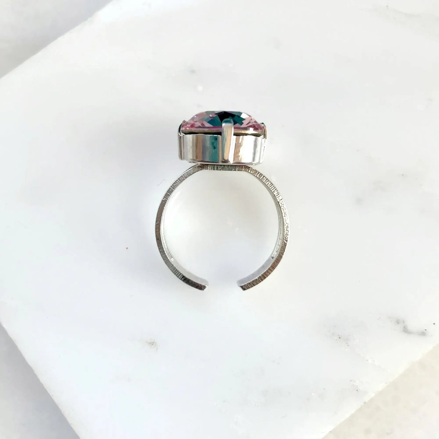 Light pink square crystal ring LoveYourBling