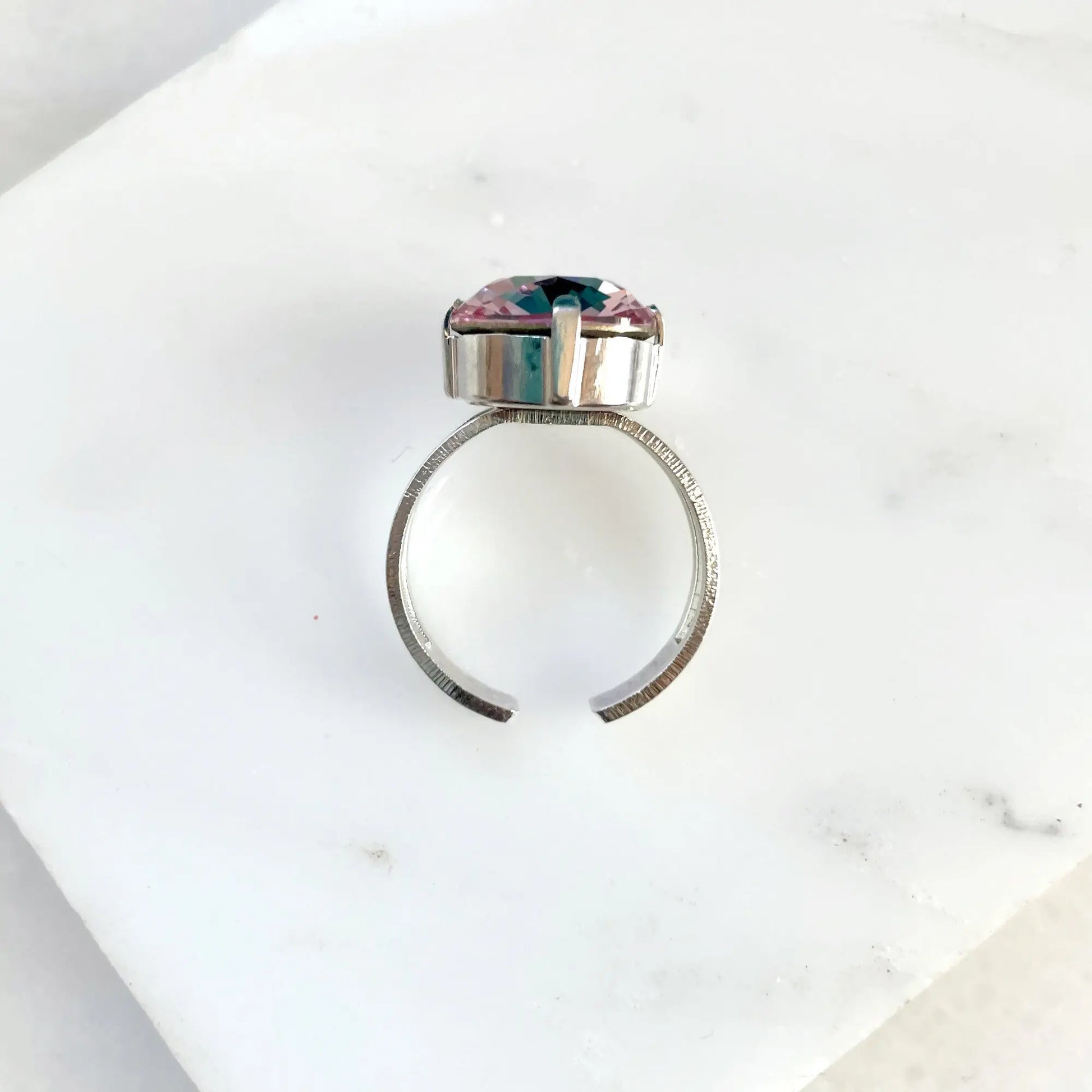 Light pink square crystal ring LoveYourBling