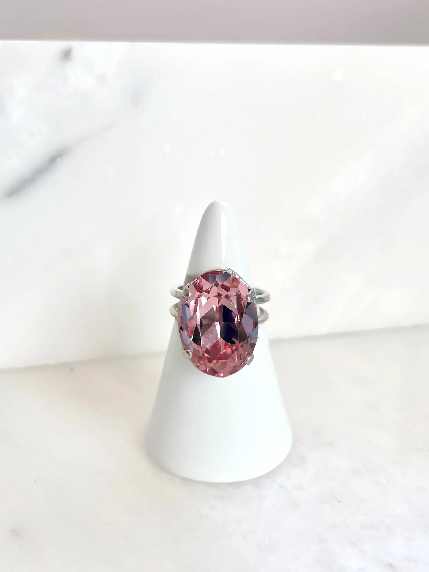 Light pink crystal oval ring LoveYourBling