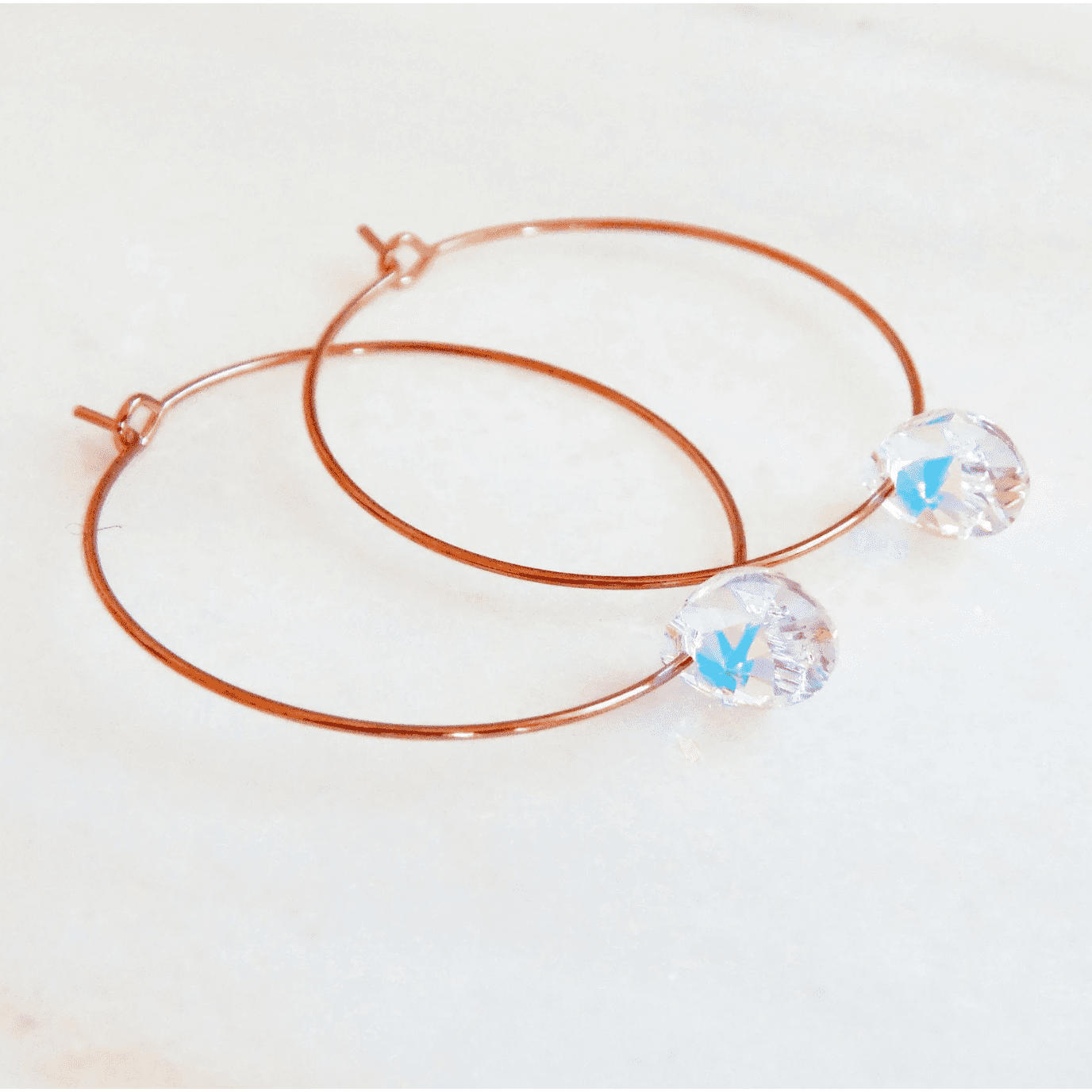 Rose gold crystal hoop earrings