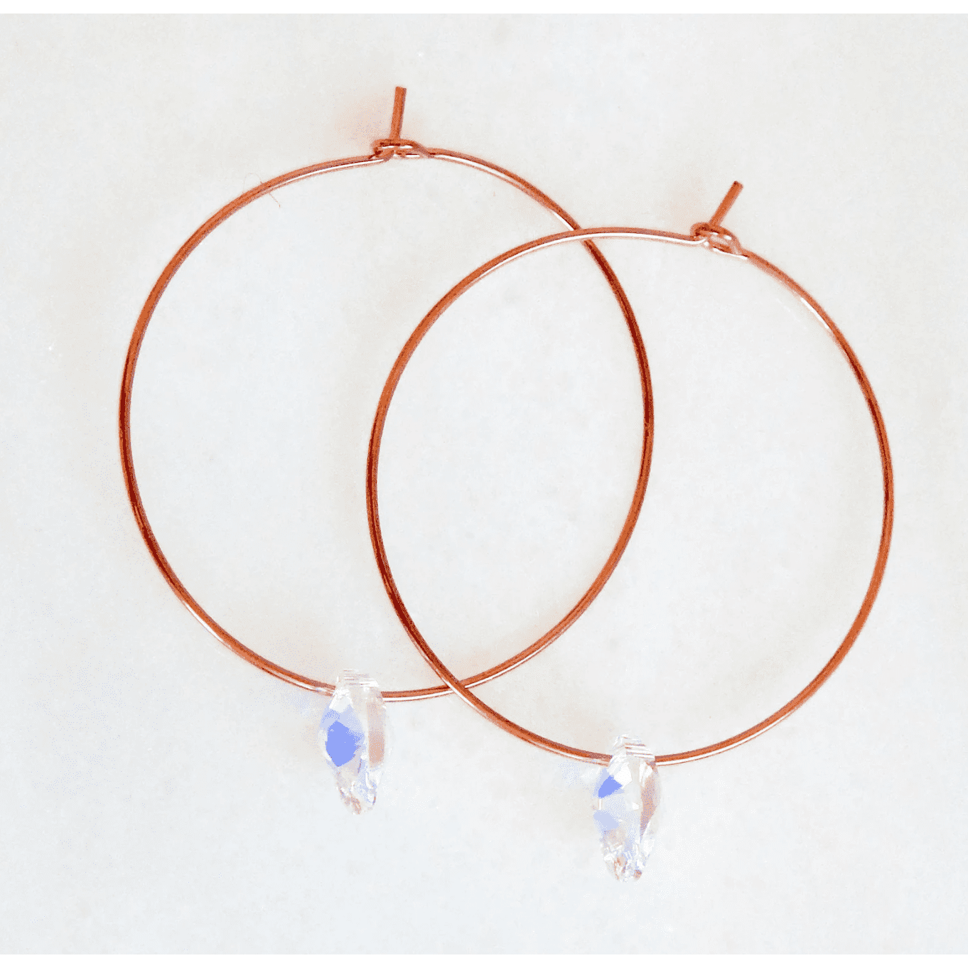 Rose gold crystal hoop earrings