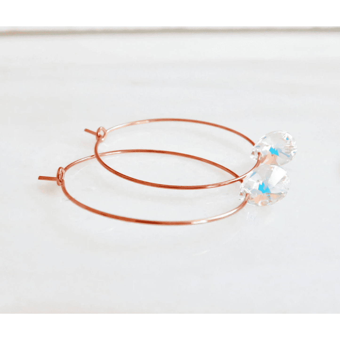 Rose gold crystal hoop earrings