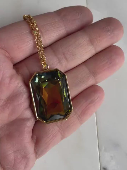 Large Golden Crystal Pendant