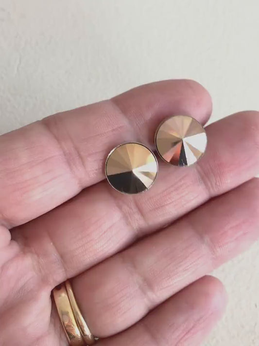 Rose gold pyramid stud earrings