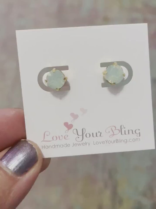Mint opal stud earring