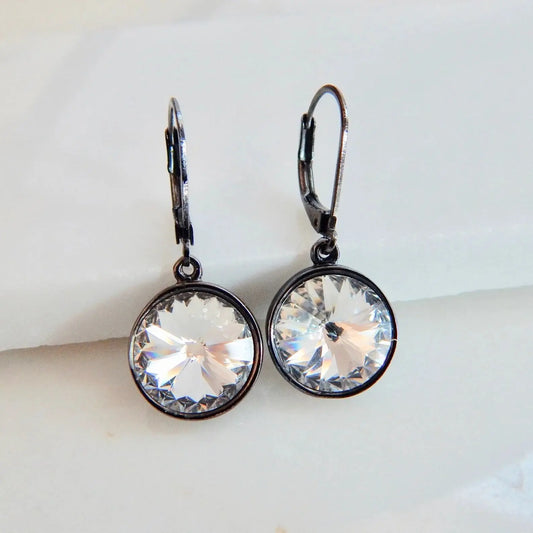 Rivoli Crystal Gunmetal Earrings LoveYourBling