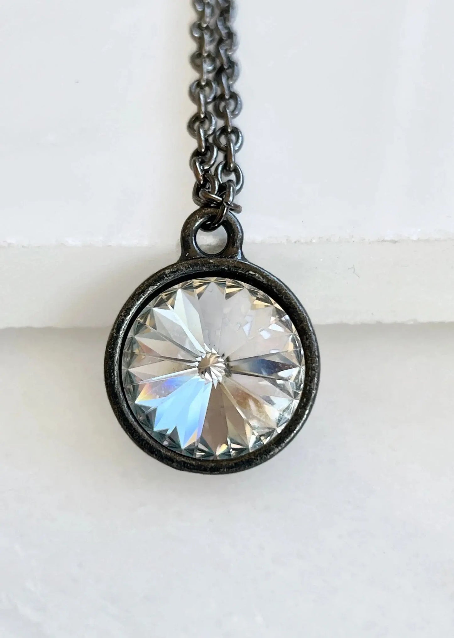 Crystal clear rivoli and gunmetal necklace LoveYourBling