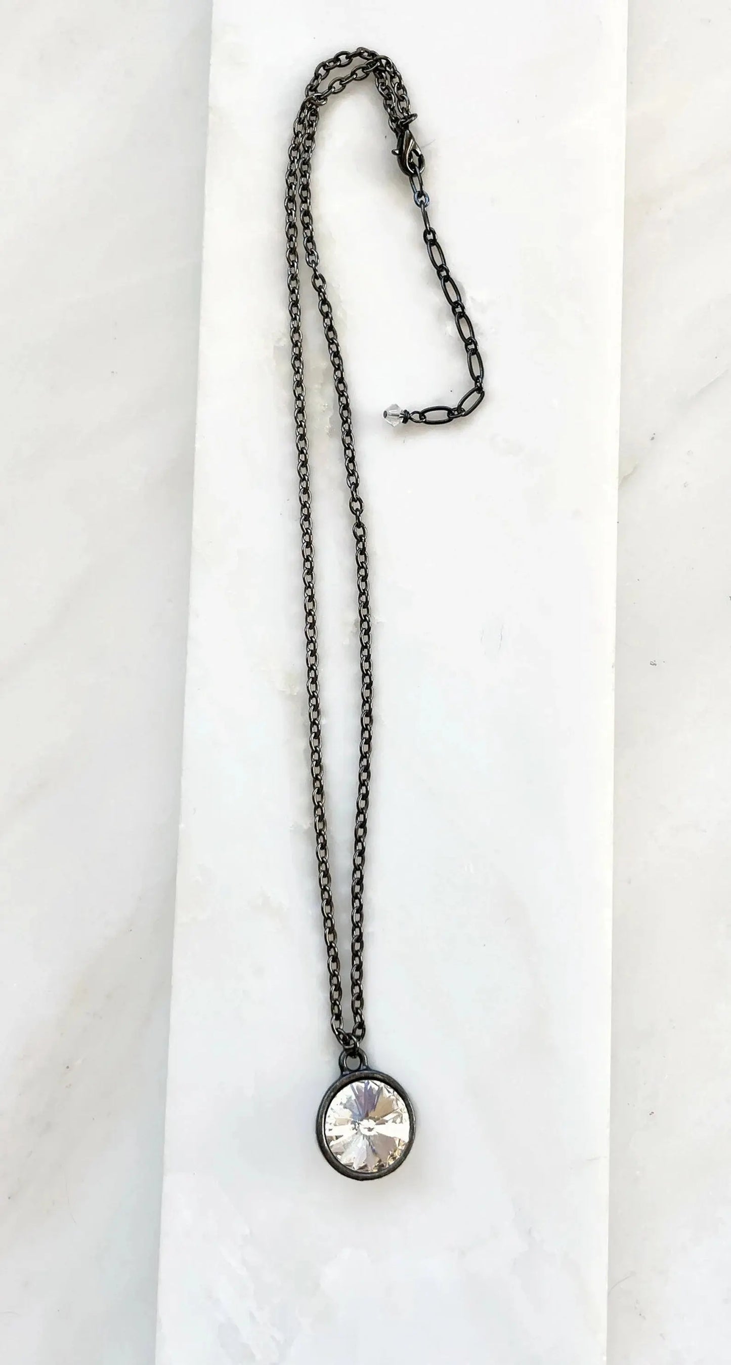 Crystal clear rivoli and gunmetal necklace LoveYourBling