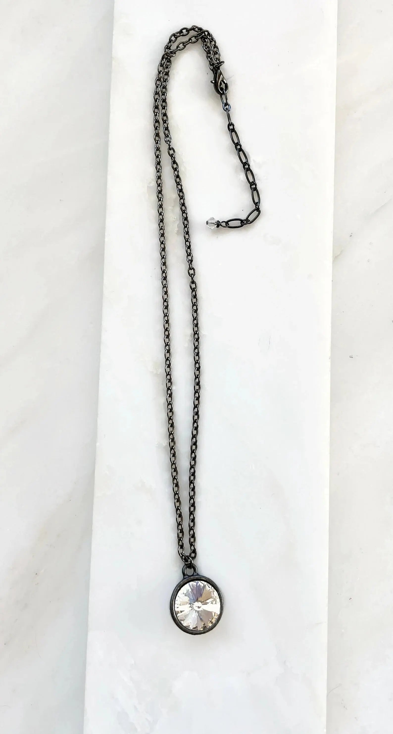 Crystal clear rivoli and gunmetal necklace LoveYourBling