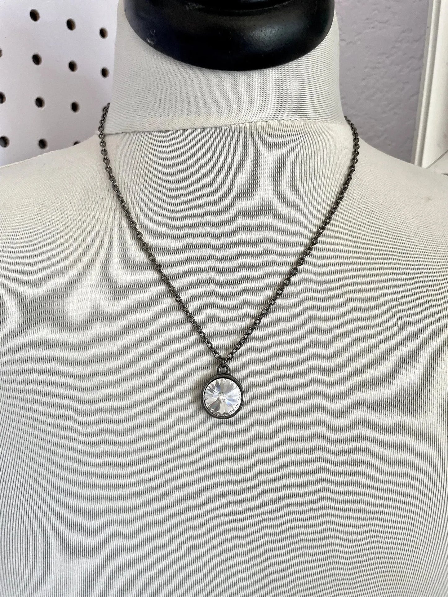 Crystal clear rivoli and gunmetal necklace LoveYourBling