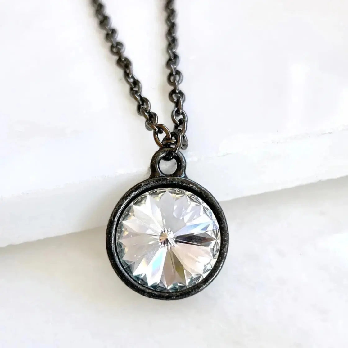 Crystal clear rivoli and gunmetal necklace LoveYourBling