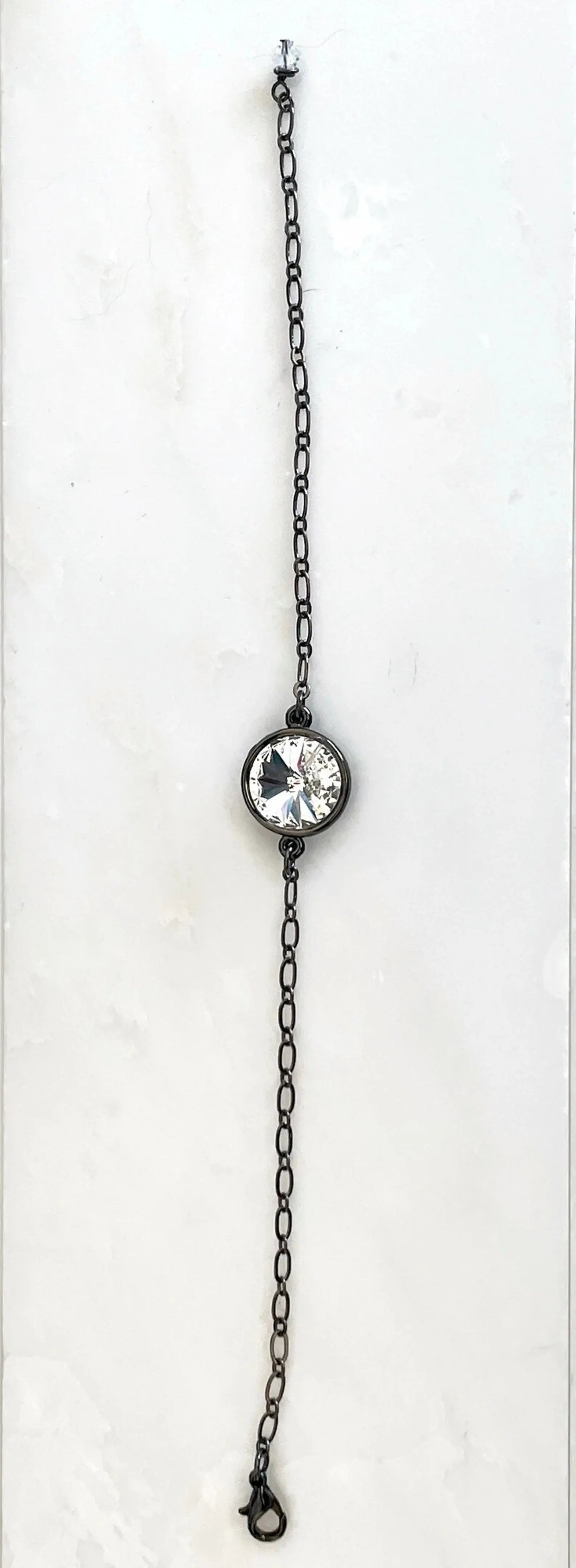 Clear crystal rivoli bracelet on gunmetal LoveYourBling