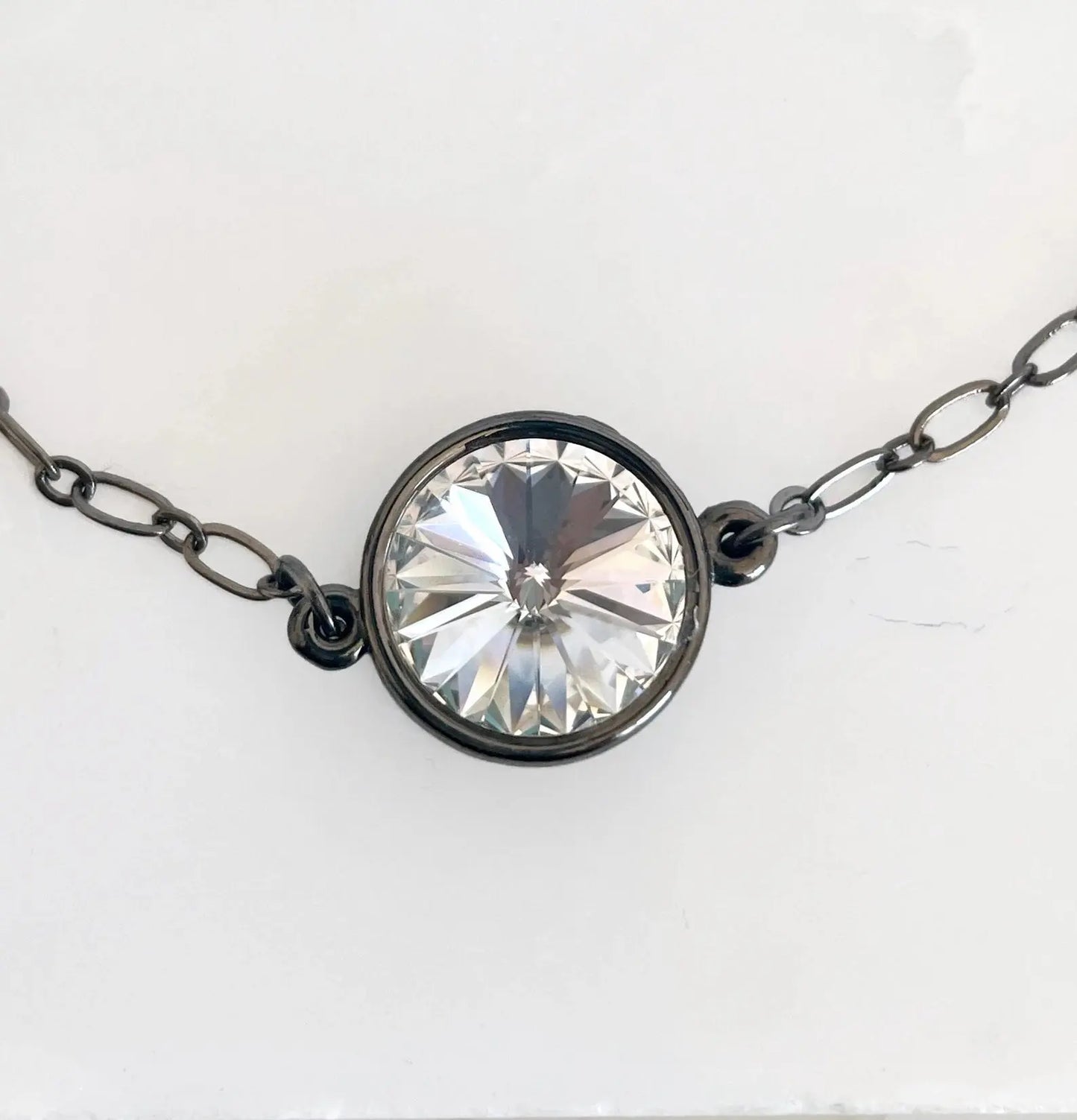 Clear crystal rivoli bracelet on gunmetal LoveYourBling
