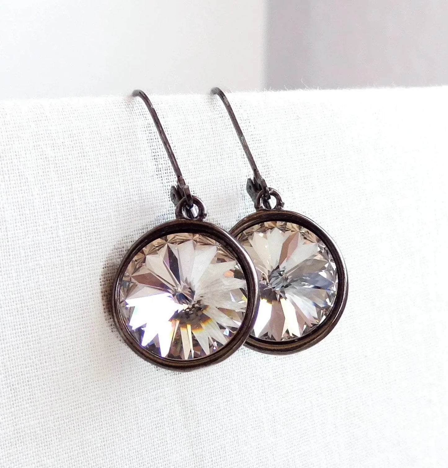 Rivoli Crystal Gunmetal Earrings LoveYourBling