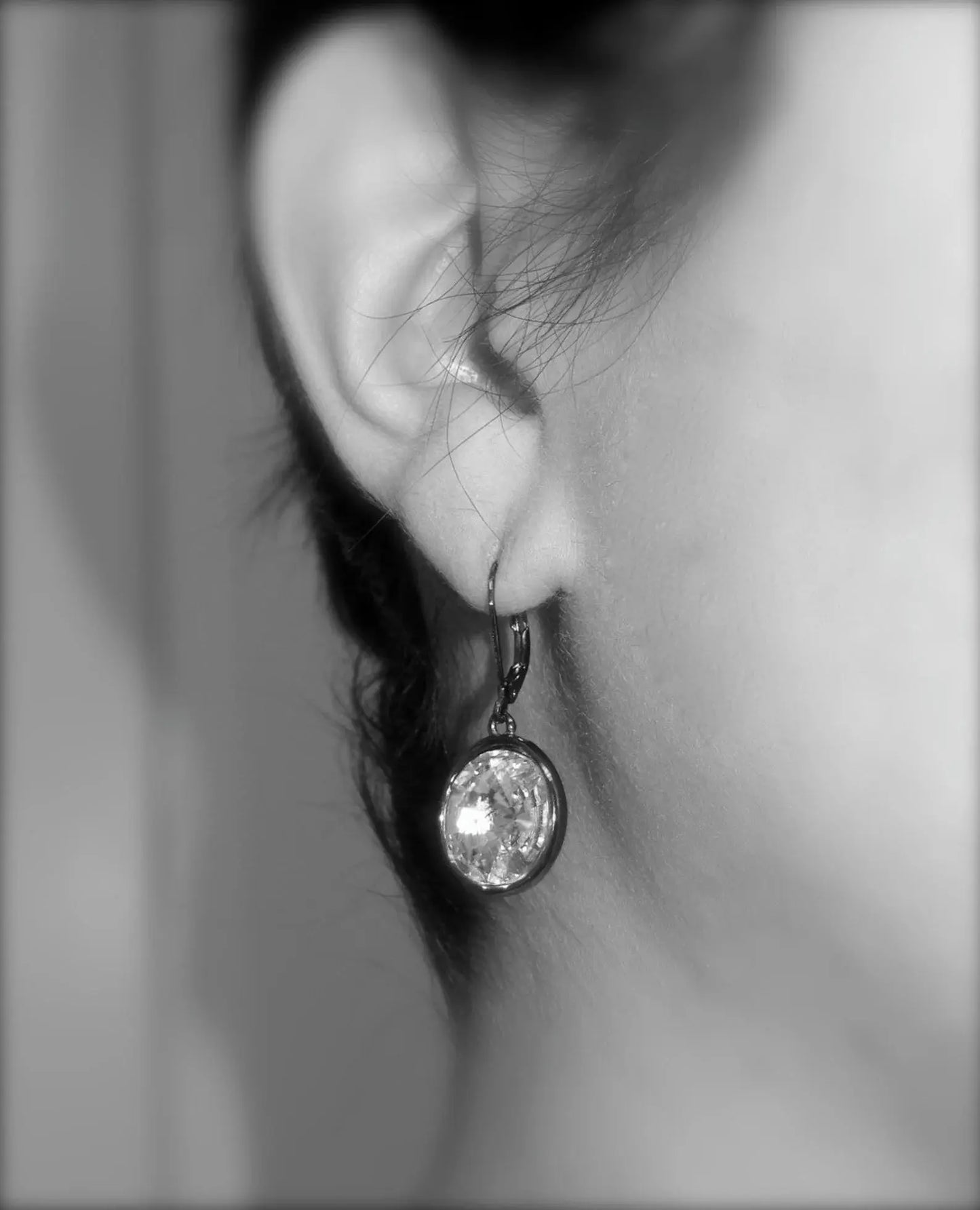 Rivoli Crystal Gunmetal Earrings LoveYourBling