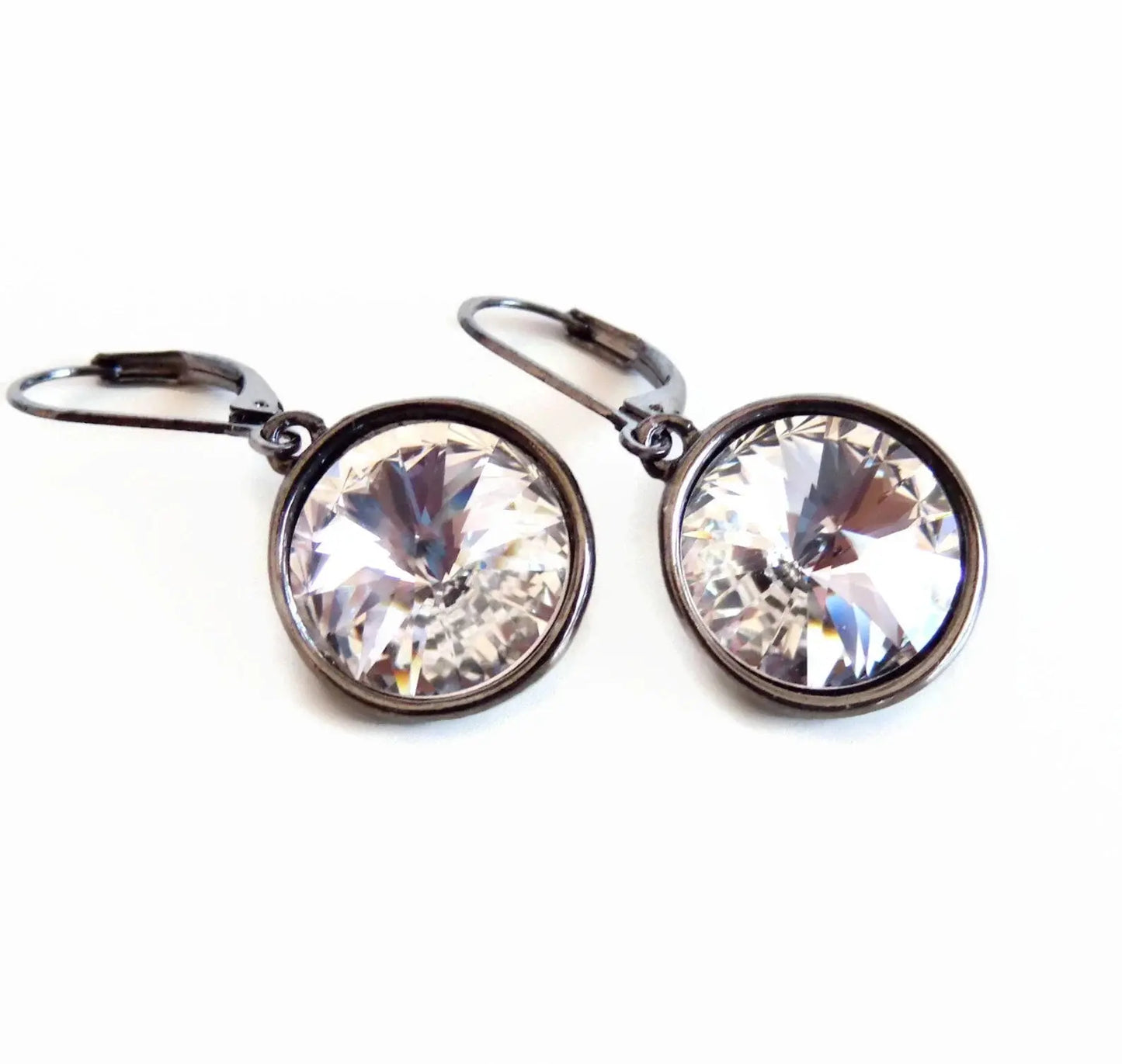 Rivoli Crystal Gunmetal Earrings LoveYourBling