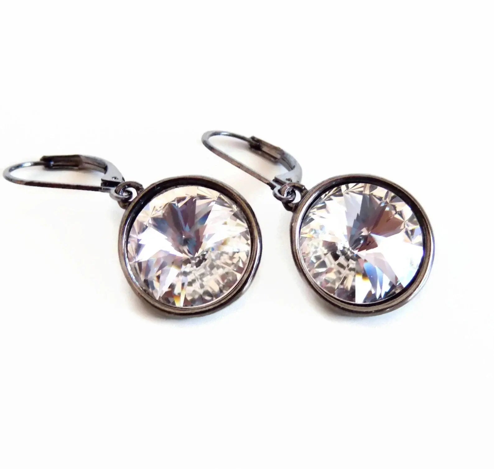 Rivoli Crystal Gunmetal Earrings LoveYourBling