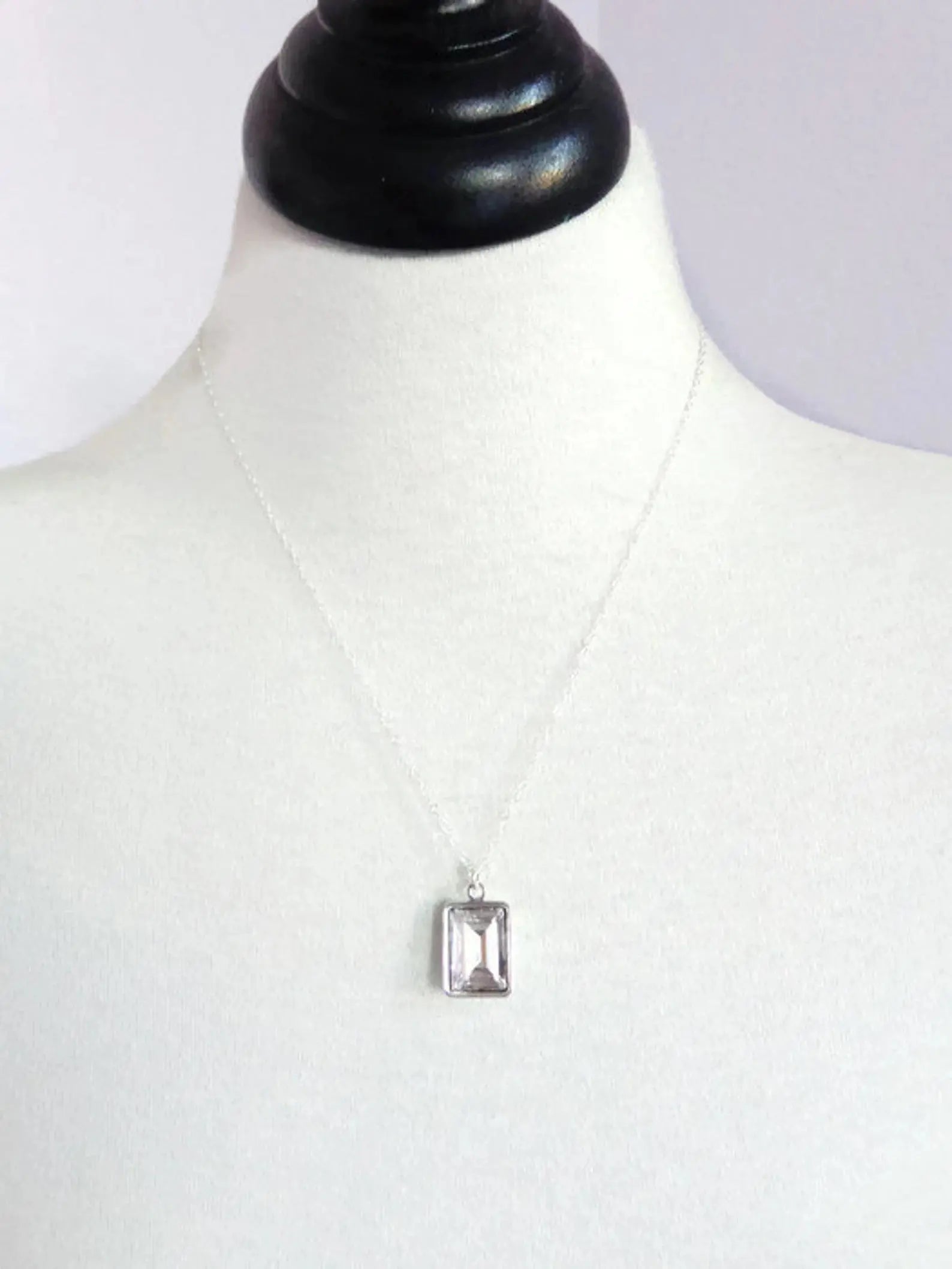 Clear emerald cut crystal necklace LoveYourBling